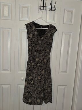 Studio Y Black and Cream Paisley Midi Dress